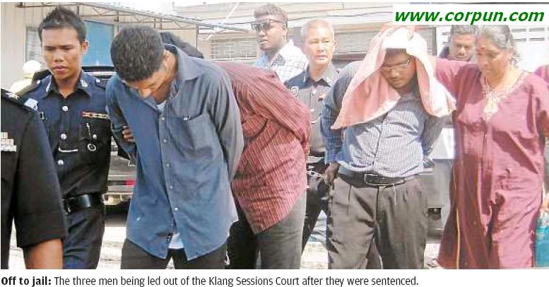 Three men being led out of court after sentence