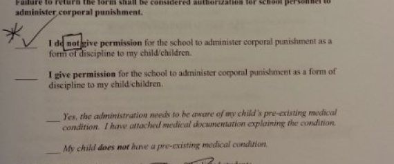 Part of the parental consent form