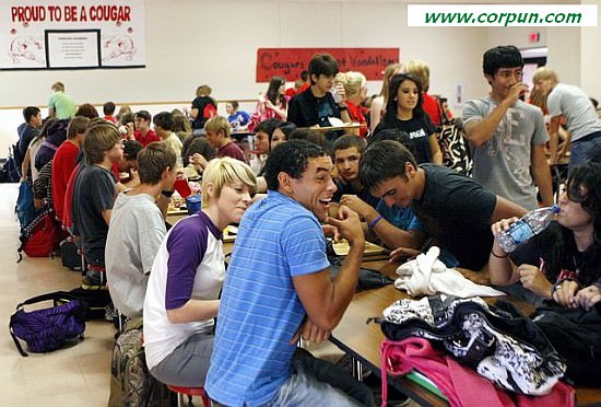 High-school students in cafeteria