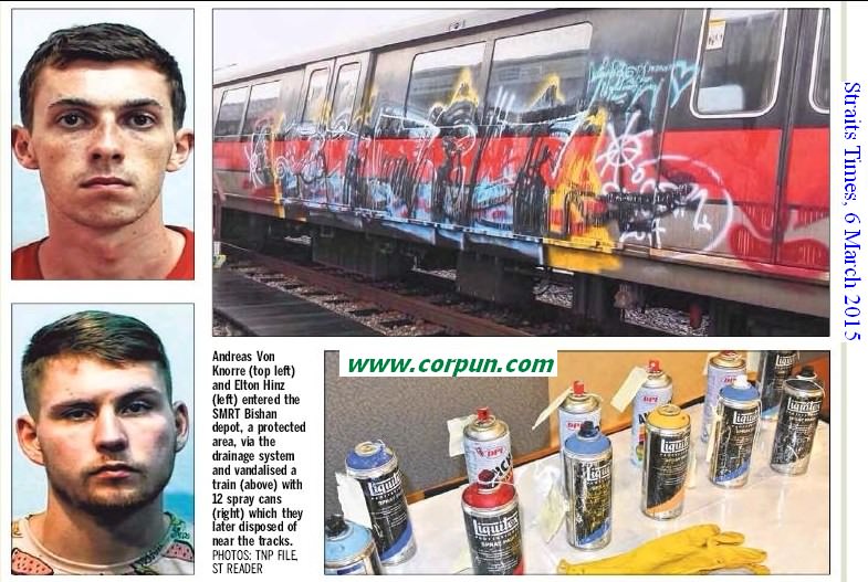 Pictures of the two accused and of the vandalised train