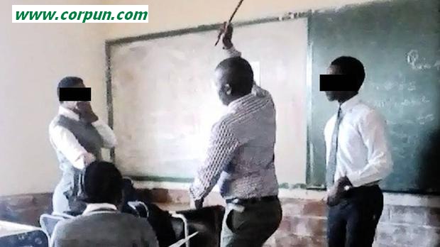 Students being caned on the hands
