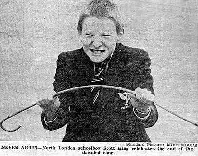 schoolboy Scott King with cane