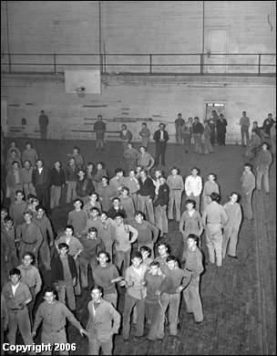 Jordonia boys at the facility's gymnasium in 1942