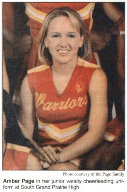 Amber Page in her cheerleading uniform